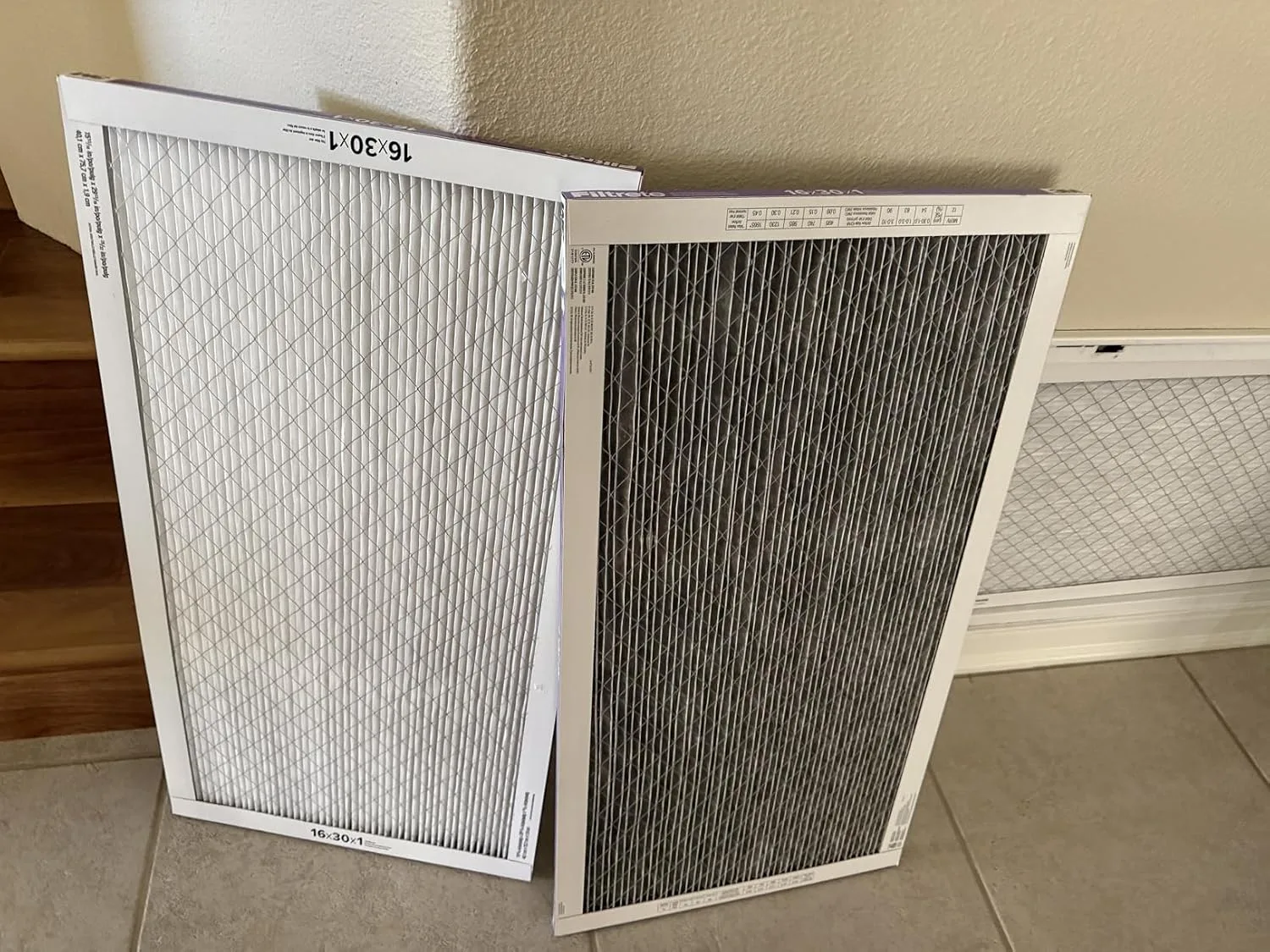 Customer photo of MERV 13 air filter installed in residential HVAC system