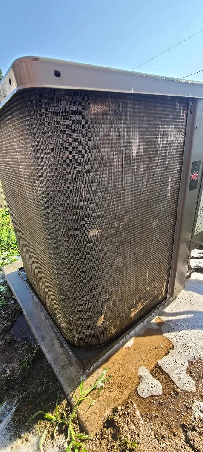 Customer photo of HVAC filter comparison showing old dirty filter next to new clean replacement filter