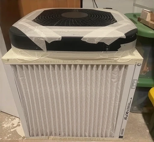 Customer photo of air filter showing MERV rating label and filter construction details