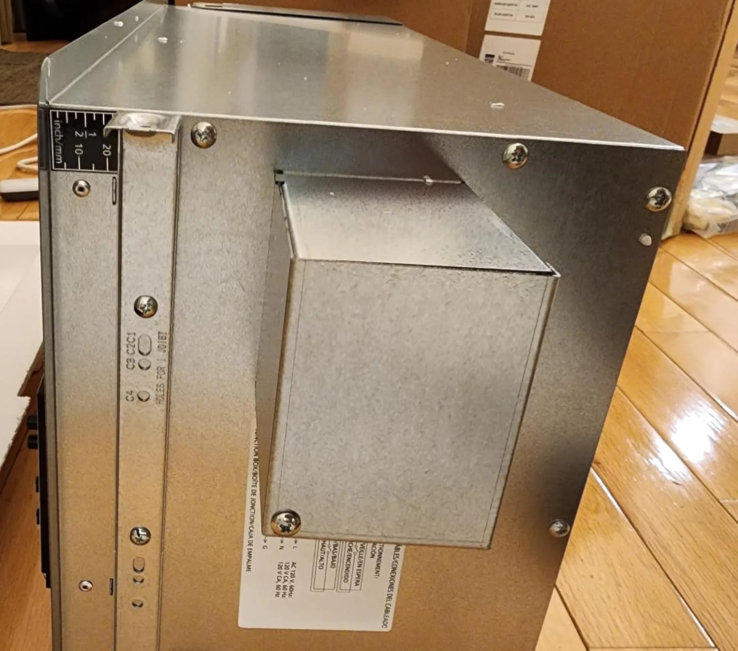 Customer photo of ERV/HRV unit installation showing ductwork connections and ventilation system setup